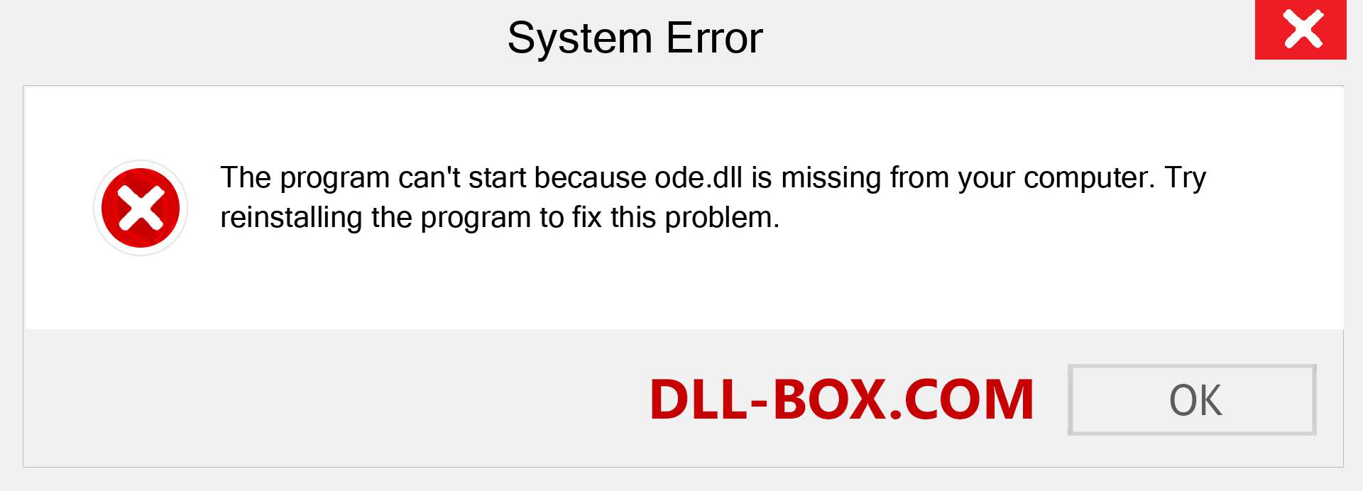  ode.dll file is missing?. Download for Windows 7, 8, 10 - Fix  ode dll Missing Error on Windows, photos, images